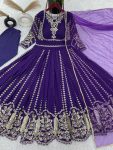 ATTRACTIVE GEORGETTE EMBROIDERY SEQUENCE WORK GOWN BOTTOM WITH DUPATTA WEDDING WEAR WHOLESALE PRICE ETHNIC GARMENT (5)
