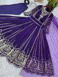 ATTRACTIVE GEORGETTE EMBROIDERY SEQUENCE WORK GOWN BOTTOM WITH DUPATTA WEDDING WEAR WHOLESALE PRICE ETHNIC GARMENT (5)