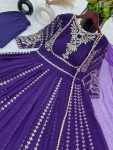 ATTRACTIVE GEORGETTE EMBROIDERY SEQUENCE WORK GOWN BOTTOM WITH DUPATTA WEDDING WEAR WHOLESALE PRICE ETHNIC GARMENT (5)
