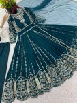 ATTRACTIVE GEORGETTE EMBROIDERY SEQUENCE WORK GOWN BOTTOM WITH DUPATTA WEDDING WEAR WHOLESALE PRICE ETHNIC GARMENT (4)