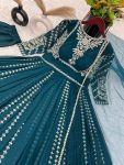 ATTRACTIVE GEORGETTE EMBROIDERY SEQUENCE WORK GOWN BOTTOM WITH DUPATTA WEDDING WEAR WHOLESALE PRICE ETHNIC GARMENT (4)