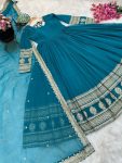 ATTRACTIVE GEORGETTE EMBROIDERY SEQUENCE WORK GOWN WITH DUPATTA FESTIVAL WEAR WHOLESALE PRICE ETHNIC GARMENT (9)