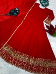ATTRACTIVE GEORGETTE EMBROIDERY SEQUENCE WORK GOWN WITH DUPATTA FESTIVAL WEAR WHOLESALE PRICE ETHNIC GARMENT (3)