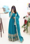 ATTRACTIVE GEORGETTE EMBROIDERY SEQUENCE WORK GOWN WITH DUPATTA FESTIVAL WEAR WHOLESALE PRICE ETHNIC GARMENT (9)