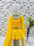ATTRACTIVE GEORGETTE EMBROIDERY SEQUENCE WORK KIDS LEHENGA CHOLI WITH DUPATTA FESTIVAL WEAR WHOLESALE PRICE ETHNIC GARMENT (2)
