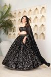 ATTRACTIVE GEORGETTE EMBROIDERY SEQUENCE WORK LEHENGA CHOLI WITH DUPATTA FESTIVAL WEAR WHOLESALE PRICE ETHNIC GARMENT (3)