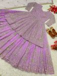 ATTRACTIVE GEORGETTE EMBROIDERY SEQUENCE WORK TOP LEHENGA WITH DUPATTA PARTY WEAR WHOLESALE PRICE ETHNIC GARMENT (4)