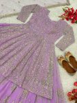 ATTRACTIVE GEORGETTE EMBROIDERY SEQUENCE WORK TOP LEHENGA WITH DUPATTA PARTY WEAR WHOLESALE PRICE ETHNIC GARMENT (4)
