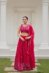 ATTRACTIVE GEORGETTE EMBROIDERY WORK LEHENGA CHOLI WITH DUPATTA FESTIVAL WEAR WHOLESALE PRICE ETHNIC GARMENT (3)