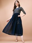 ATTRACTIVE GEORGETTE FOIL PRINT WORK KURTI WITH DUPATTA CASUAL WEAR WHOLESALE PRICE ETHNIC GARMENT (2)