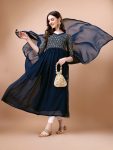 ATTRACTIVE GEORGETTE FOIL PRINT WORK KURTI WITH DUPATTA CASUAL WEAR WHOLESALE PRICE ETHNIC GARMENT (2)