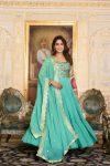 ATTRACTIVE GEORGETTE JACQUARD WORK GOWN WITH DUPATTA FESTIVAL WEAR WHOLESALE PRICE ETHNIC GARMENT (11)