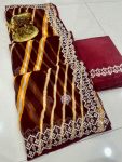 ATTRACTIVE GEORGETTE LAHARIYA PRINT SAREE WITH UNSTITCHED BLOUSE FESTIVA WEAR WHOLESALE PRICE ETHNIC GARMENT 1(8)