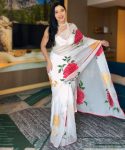 ATTRACTIVE GEORGETTE MULTI COLOR FLOWER DIGITAL PRINT WORK READY TO WEAR SAREE WITH UNSTITCHED BLOUSE PARTY WEAR WHOLESALE PRICE ETHNIC GARMENT (1)