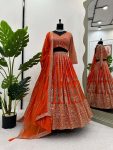 ATTRACTIVE GEORGETTE THREAD WITH SEQUENCE WORK LEHENGA CHOLI WITH DUPATTA FESTIVAL WEAR WEHOLESALE PRICE ETHNIC GARMENT (6)