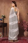 ATTRACTIVE GEORGETTE WEAVING CHEKS PRINT WITH PIPING LACE WORK ONE MINUTE SAREE WITH UNSTITCHED BLOUSE BEST PRICE ETHNIC GARMENT (5)