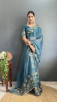 ATTRACTIVE GOLD COIN SILK EMBROIDERY ZARI AND STONE WORK READY TO WEAR SAREE WITH UNSTITCHED BLOUSE PARTY WEAR WHOLESALE PRICE ETHNIC GARMENT (23)