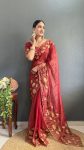 ATTRACTIVE GOLD COIN SILK EMBROIDERY ZARI AND STONE WORK READY TO WEAR SAREE WITH UNSTITCHED BLOUSE PARTY WEAR WHOLESALE PRICE ETHNIC GARMENT (20)