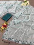 ATTRACTIVE JIMMY CHOO SEQUENCE THREAD WORK SAREE WITH UNSTITCHED BLOUSE PARTY WEAR WHOLESALE PRICE ETHNIC GARMENT (5)