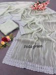 ATTRACTIVE JIMMY CHOO SEQUENCE WORK SAREE WITH UNSTITCHED BLOUSE PARTY WEAR WHOLESALE PRICE ETHNIC GARMENT (4)