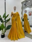 ATTRACTIVE JIMMY CHOO THREAD AND SEQUENCE WORK SAREE WITH UNSTITCHED BLOUSE PARTY WEAR WHOLESALE PRICE ETHNIC GARMENT (14)