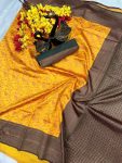 ATTRACTIVE LICHI SILK WEAVING WORK SAREE WITH UNSTITCHED BLOUSE FESTIVAL WEAR WHOLESALE PRICE ETHNIC GARMENT 1 (4)