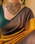 ATTRACTIVE LICHI SILK WEAVING WORK SAREE WITH UNSTITCHED BLOUSE FESTIVAL WEAR WHOLESALE PRICE ETHNIC GARMENT 1 (4)