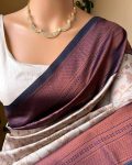 ATTRACTIVE LICHI SILK WEAVING WORK SAREE WITH UNSTITCHED BLOUSE FESTIVAL WEAR WHOLESALE PRICE ETHNIC GARMENT (17)