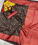 ATTRACTIVE LICHI SILK WEAVING WORK SAREE WITH UNSTITCHED BLOUSE FESTIVAL WEAR WHOLESALE PRICE ETHNIC GARMENT 2 (8)