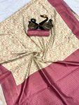 ATTRACTIVE LICHI SILK WEAVING WORK SAREE WITH UNSTITCHED BLOUSE FESTIVAL WEAR WHOLESALE PRICE ETHNIC GARMENT 5 (5)