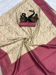 ATTRACTIVE LICHI SILK WEAVING WORK SAREE WITH UNSTITCHED BLOUSE FESTIVAL WEAR WHOLESALE PRICE ETHNIC GARMENT 5 (5)