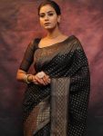 ATTRACTIVE LICHI SILK ZARI WEAVING WORK SAREE WITH UNSTITCHED BLOUSE FESTIVAL WEAR WHOLESALE PRICE ETHNIC GARMENT (10)