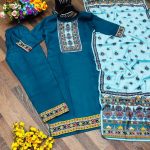 ATTRACTIVE MAGIC COTTON PRINT LACE WORK TOP BOTTOM WITH DUPATTA CASUAL WEAR WHOLESALE PRICE ETHNIC GARMENT (3)