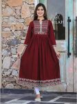 ATTRACTIVE RAYON FOIL PRINT WORK NAYRA CUT KURTI CASUAL WEAR WHOLESALE PRICE ETHJNIC GARMENT (3)