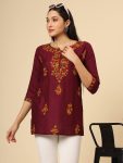 ATTRACTIVE RAYON LUCKNOWI CHICKENKARI WORK ONLY KURTI OFFICE WEAR WHOLESALE PRICE ETHNIC GARMENT 1 (2)