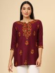 ATTRACTIVE RAYON LUCKNOWI CHICKENKARI WORK ONLY KURTI OFFICE WEAR WHOLESALE PRICE ETHNIC GARMENT 1 (2)