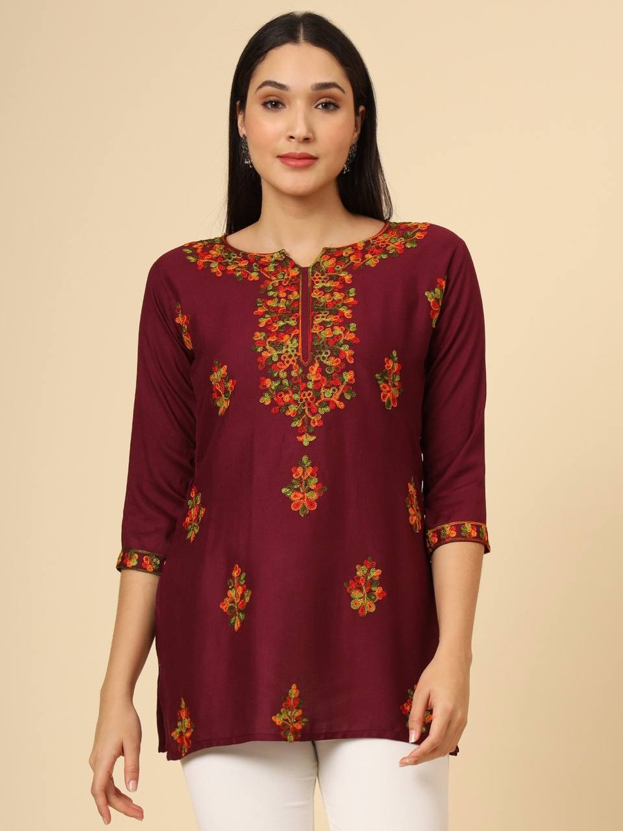 ATTRACTIVE RAYON LUCKNOWI CHICKENKARI WORK ONLY KURTI OFFICE WEAR WHOLESALE PRICE ETHNIC GARMENT 1 (3)
