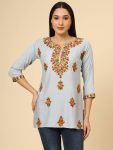 ATTRACTIVE RAYON LUCKNOWI CHICKENKARI WORK ONLY KURTI OFFICE WEAR WHOLESALE PRICE ETHNIC GARMENT 2) (1)