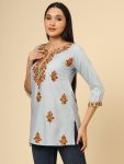 ATTRACTIVE RAYON LUCKNOWI CHICKENKARI WORK ONLY KURTI OFFICE WEAR WHOLESALE PRICE ETHNIC GARMENT 2) (1)