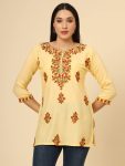 ATTRACTIVE RAYON LUCKNOWI CHICKENKARI WORK ONLY KURTI OFFICE WEAR WHOLESALE PRICE ETHNIC GARMENT 4 (3)