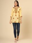 ATTRACTIVE RAYON LUCKNOWI CHICKENKARI WORK ONLY KURTI OFFICE WEAR WHOLESALE PRICE ETHNIC GARMENT 4 (3)