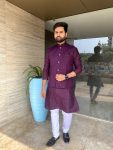 ATTRACTIVE ROMAN SILK MENS KURTA PAJAMA WITH CHICKENKARI WORK JACKET FESTIVAL WEAR WHOLESALE PRICE ETHNIC GARMENT (11)