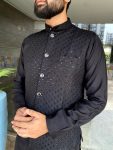 ATTRACTIVE ROMAN SILK MENS KURTA PAJAMA WITH CHICKENKARI WORK JACKET FESTIVAL WEAR WHOLESALE PRICE ETHNIC GARMENT (8)