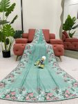 ATTRACTIVE ROMAN SILK THREAD EMBROIDERY WORK SAREE WITH UNSTITCHED BLOUSE PARTY WEAR WHOLESALE PRICE ETHNIC GARMENT (18)