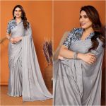 ATTRACTIVE SATIN POLYESTER ZARI WORK SAREE WITH UNSTITCHED BLOUSE PARTY WEAR WHOLESALE PRICE ETHNIC GARMENT (3)