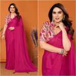 ATTRACTIVE SATIN POLYESTER ZARI WORK SAREE WITH UNSTITCHED BLOUSE PARTY WEAR WHOLESALE PRICE ETHNIC GARMENT (6)