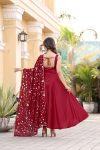 ATTRACTIVE SATIN SILK PLAIN GOWN WITH EMBROIDERY SEQUENCE WORK DUPATTA FESTIVAL WEAR WHOLESALE PRICE ETHNIC GARMENT (13)