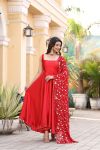 ATTRACTIVE SATIN SILK PLAIN GOWN WITH EMBROIDERY SEQUENCE WORK DUPATTA FESTIVAL WEAR WHOLESALE PRICE ETHNIC GARMENT (16)