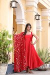 ATTRACTIVE SATIN SILK PLAIN GOWN WITH EMBROIDERY SEQUENCE WORK DUPATTA FESTIVAL WEAR WHOLESALE PRICE ETHNIC GARMENT (16)