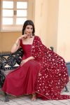 ATTRACTIVE SATIN SILK PLAIN GOWN WITH EMBROIDERY SEQUENCE WORK DUPATTA FESTIVAL WEAR WHOLESALE PRICE ETHNIC GARMENT (13)